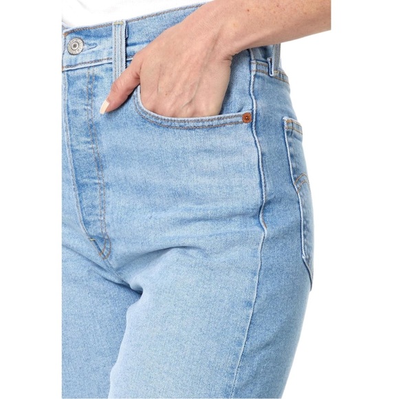 Levi's Womens Ribcage Straight Ankle Ambrey Blue Denim Jeans Size: 25 - Picture 3 of 9